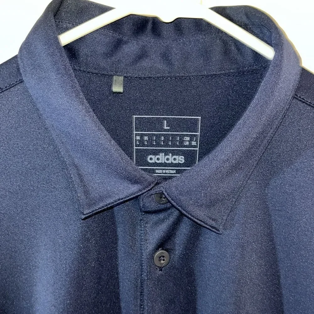 Blue Adidas Multi Stripe Men’s Polyester Golf Polo Shirt L 🏌️‍♀️